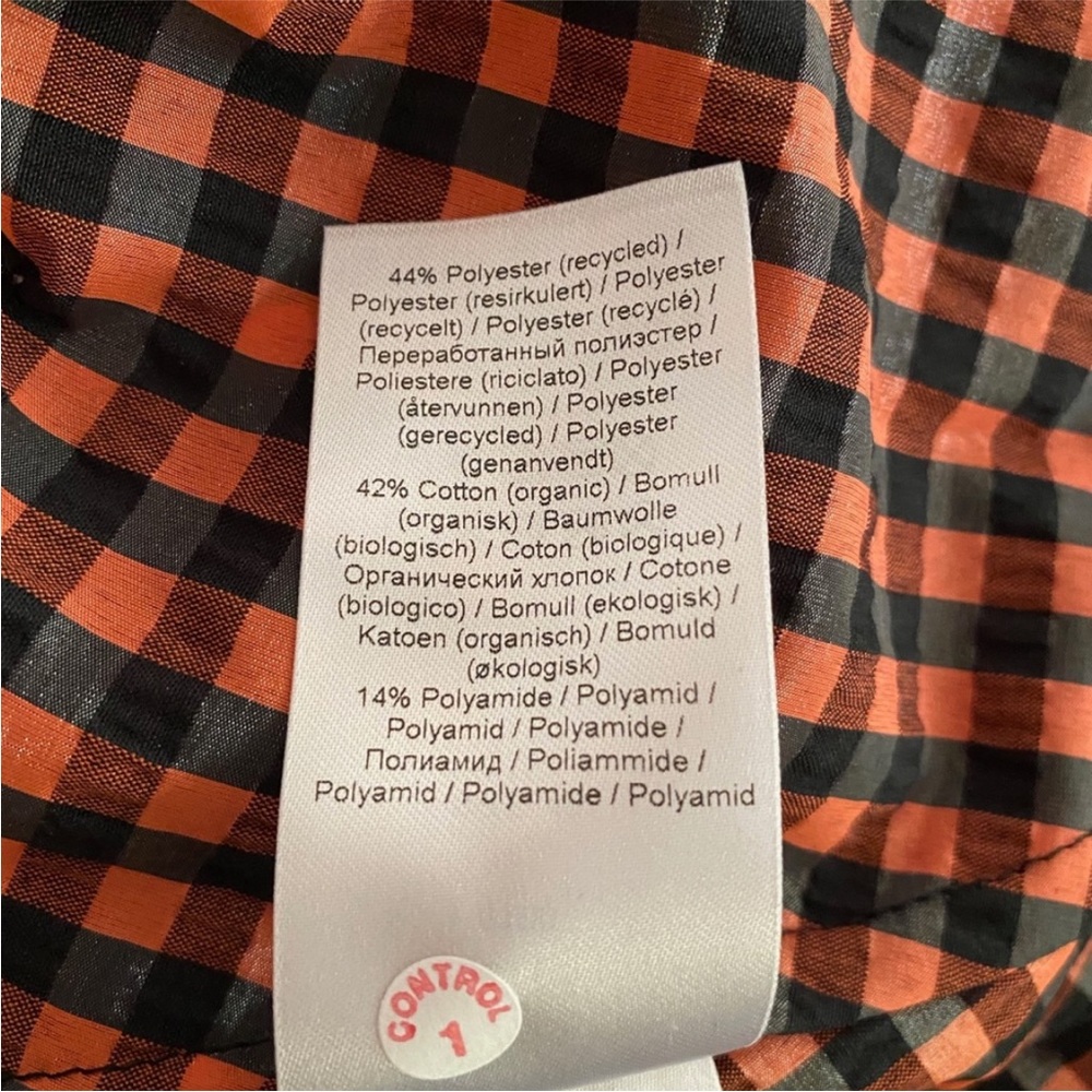 NEW Ganni Seersucker Check Dress Flame 40 - Picture 17 of 17